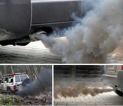 черный дым из выхлопа автомобиля