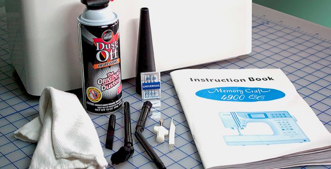 Используйте инструменты для обслуживания и смазки швейной машины